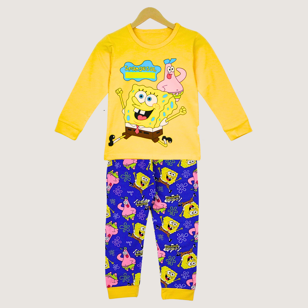 Children's pajama set with SpongeBob SquarePants on a white background