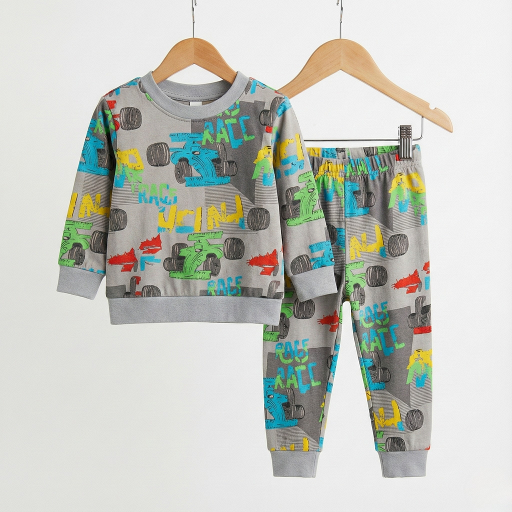 بيجاما رمادية حرارية بأكمام طويلة (للأولاد)