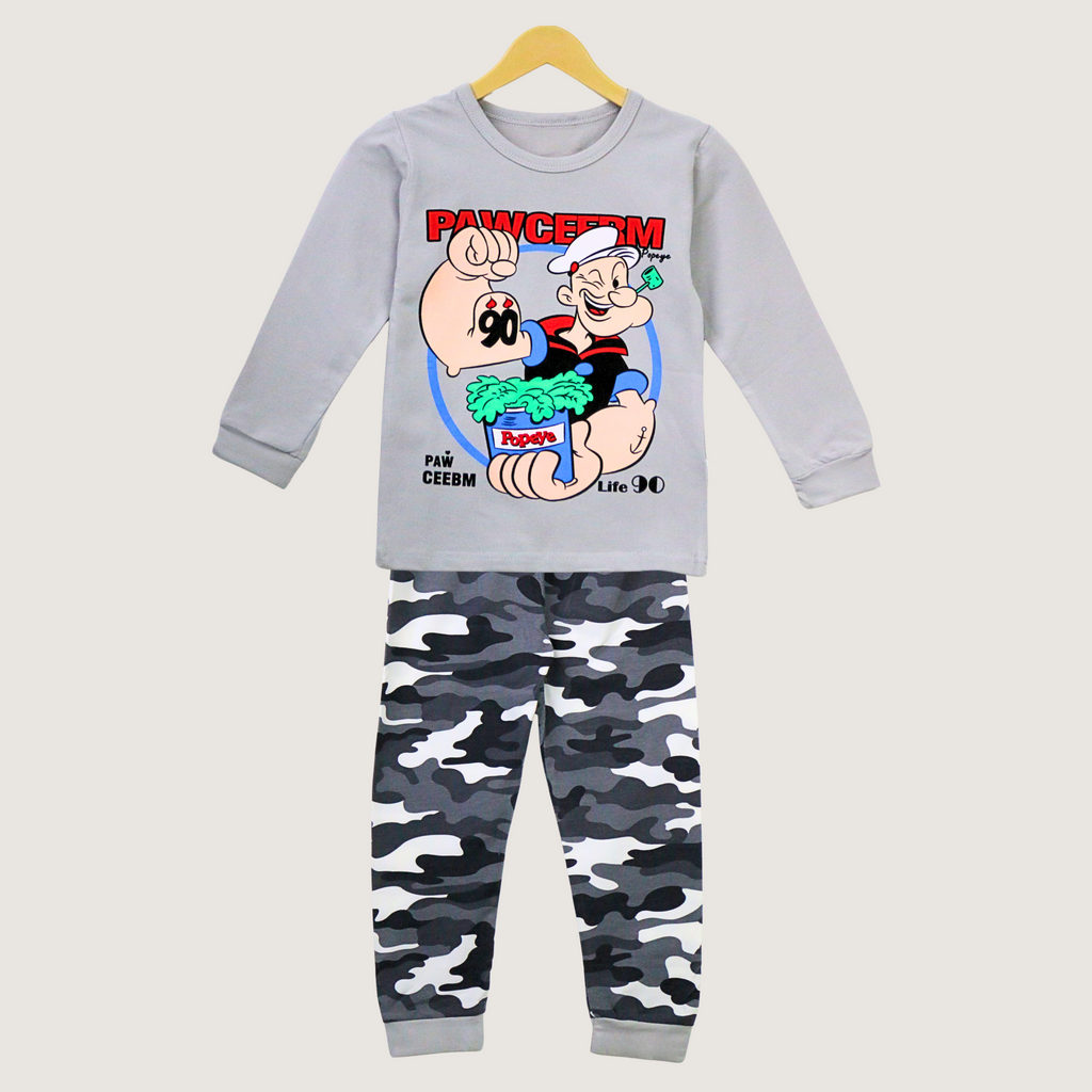 بيجامات بوبايز رمادية بأكمام طويلة (للأولاد)