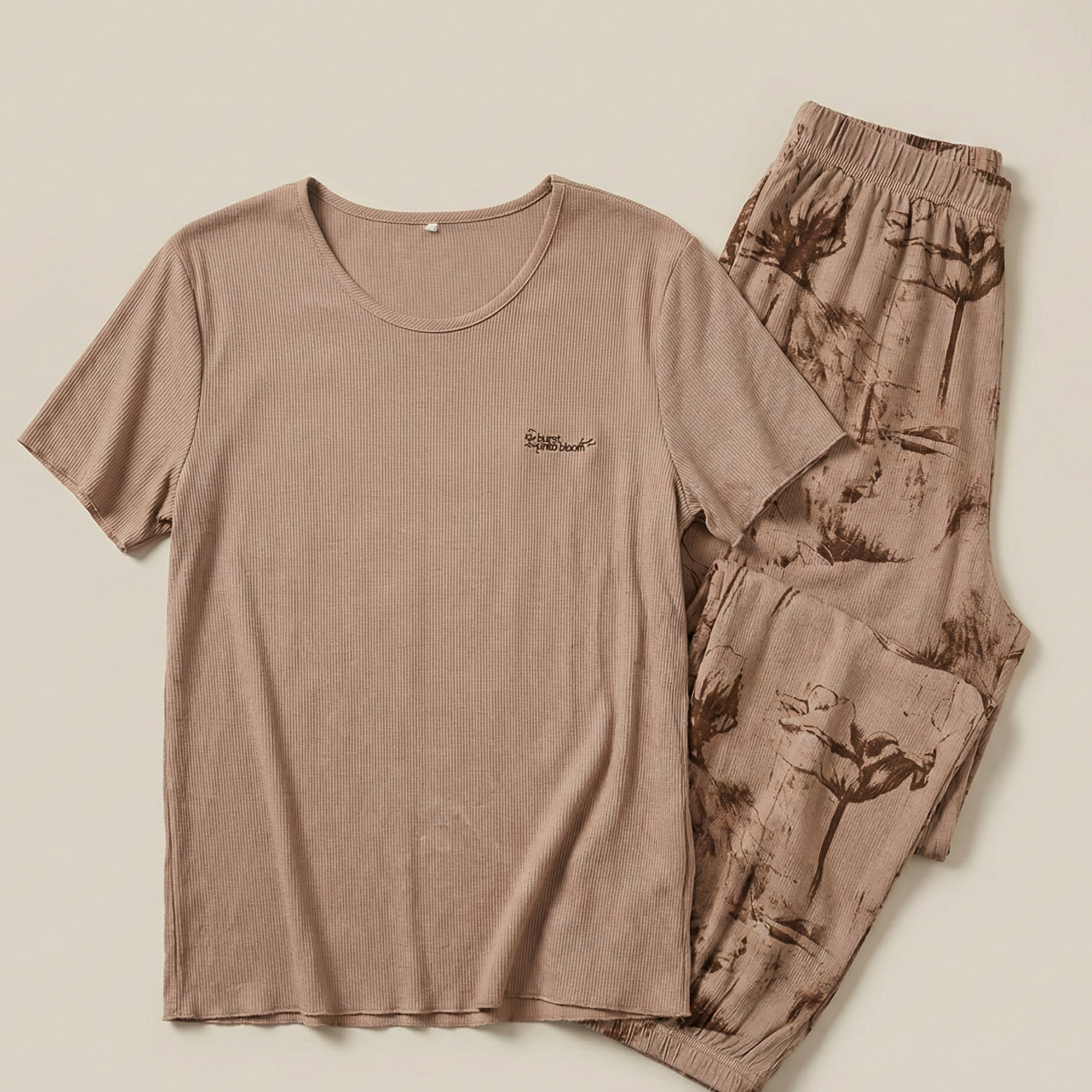 Womens Silk Pajama 2 Pcs Set 8125