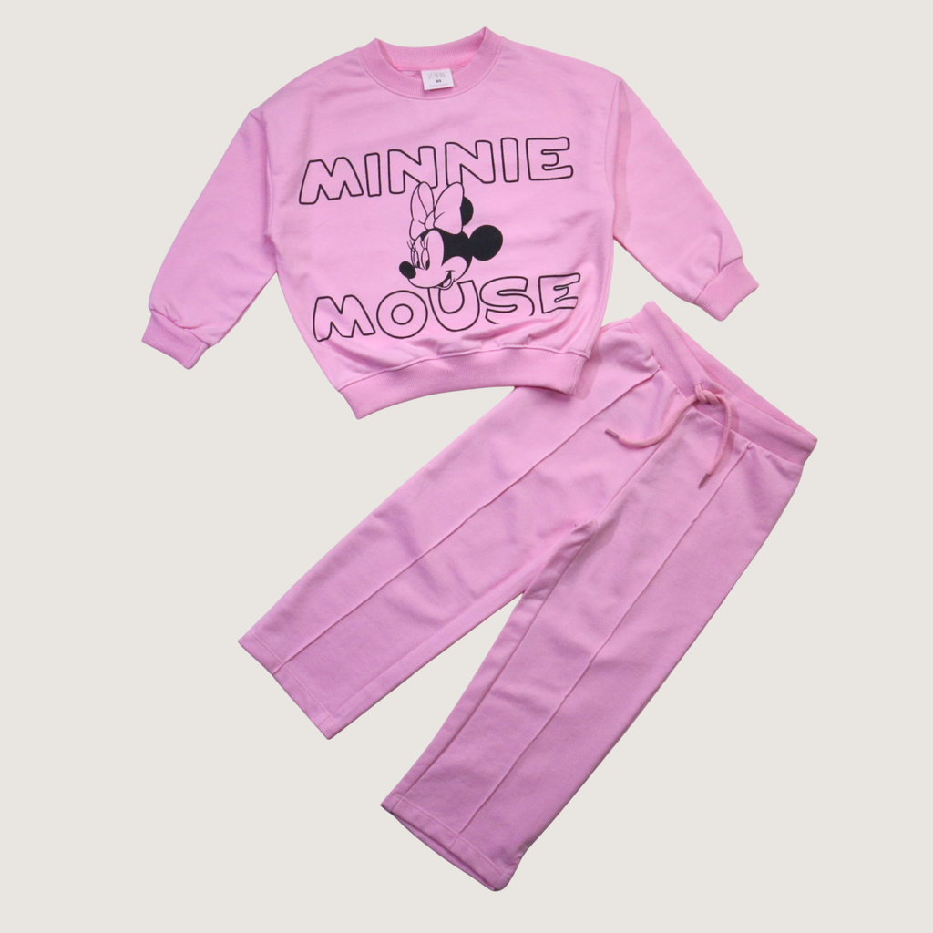 Minnie Print Pink Long-Sleeves Pajamas (Girls)