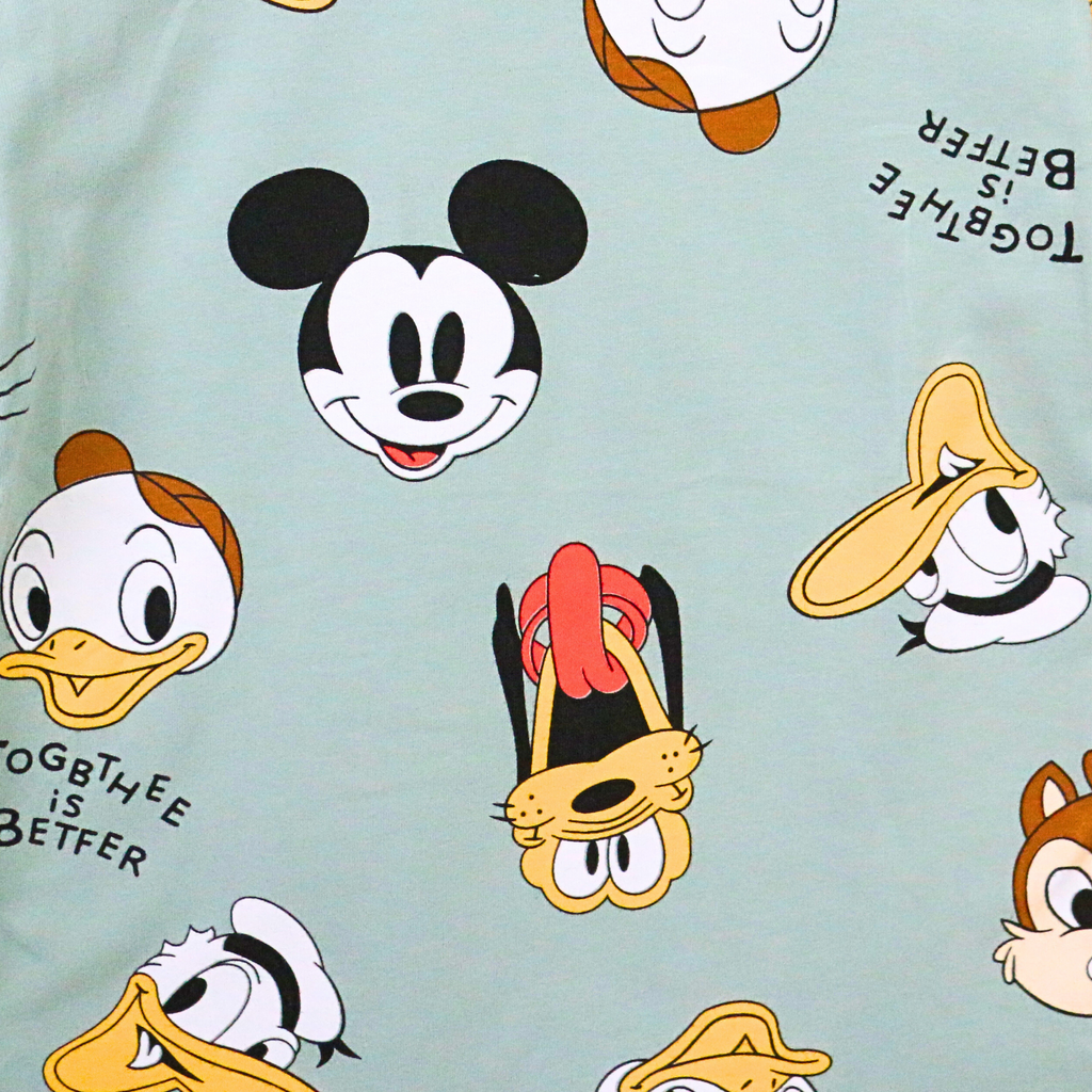 Cartoon character faces on a light blue background with text.