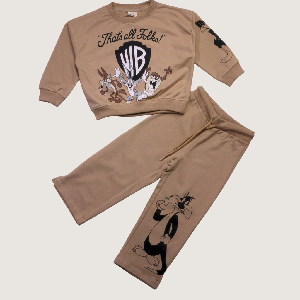 بيجامة كات ماري الوردية بأكمام طويلة (بنات)