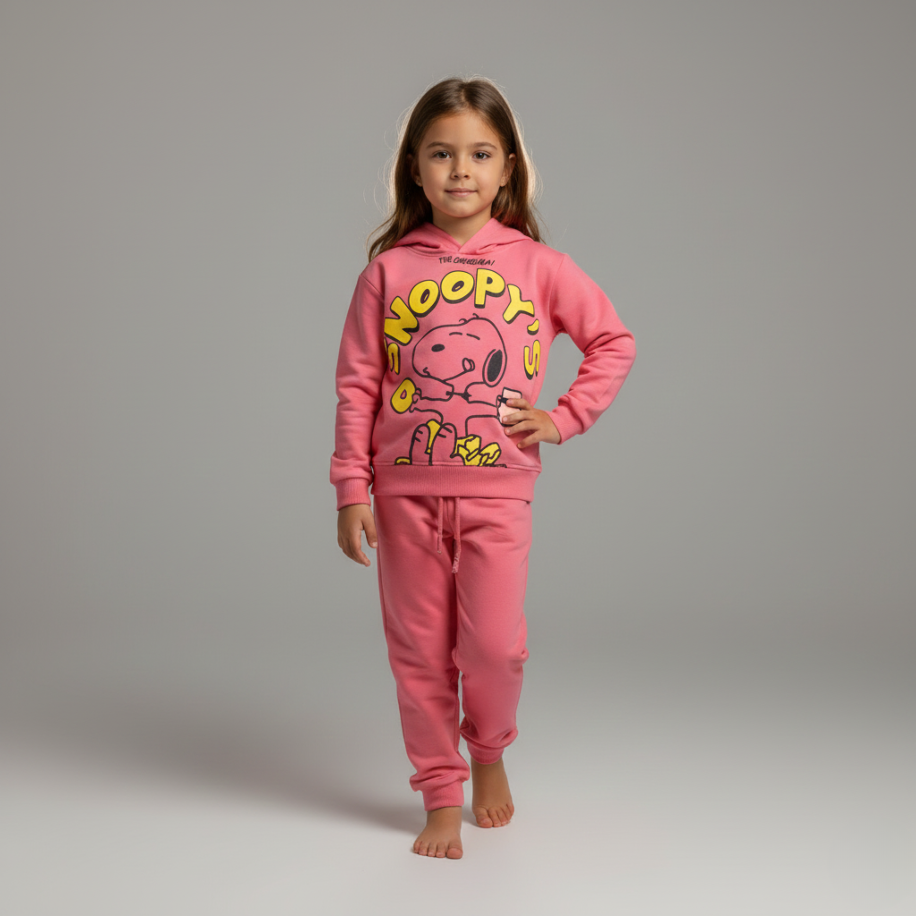 بيجامة كات ماري الوردية بأكمام طويلة (بنات)