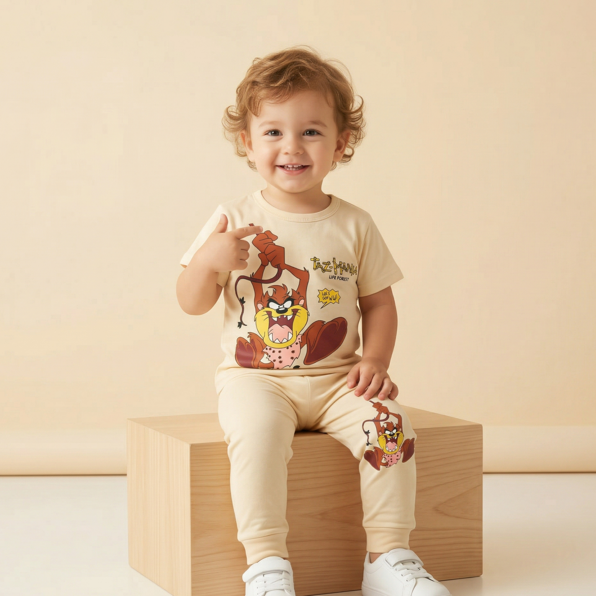 Tazmania Cream Kids H\S Pajamas