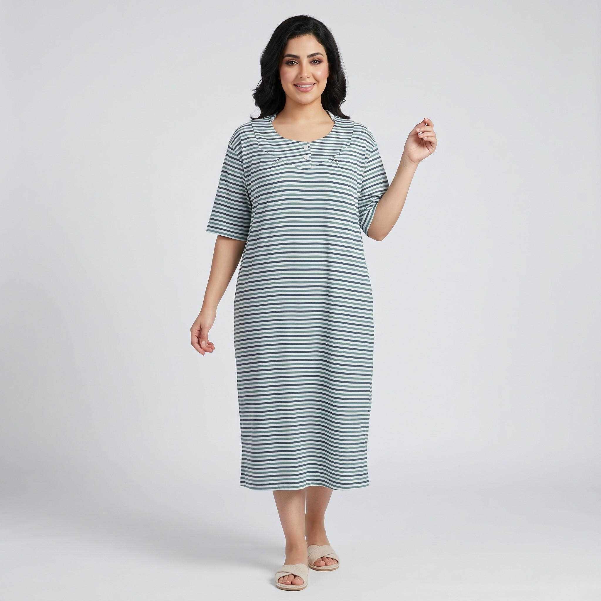 Womens Midi Stripes Green