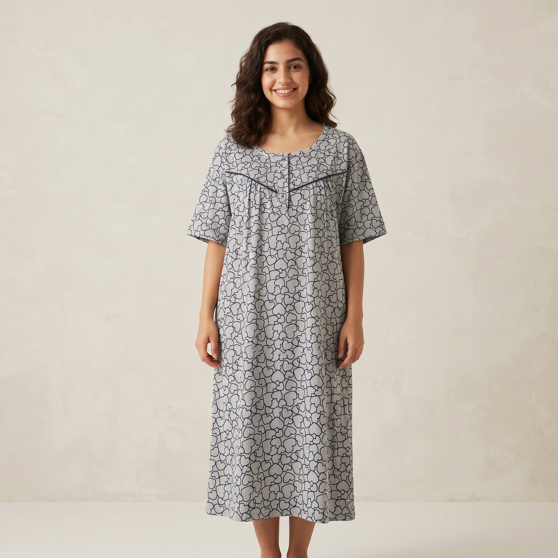 Womens Midi Heart Lines Gray