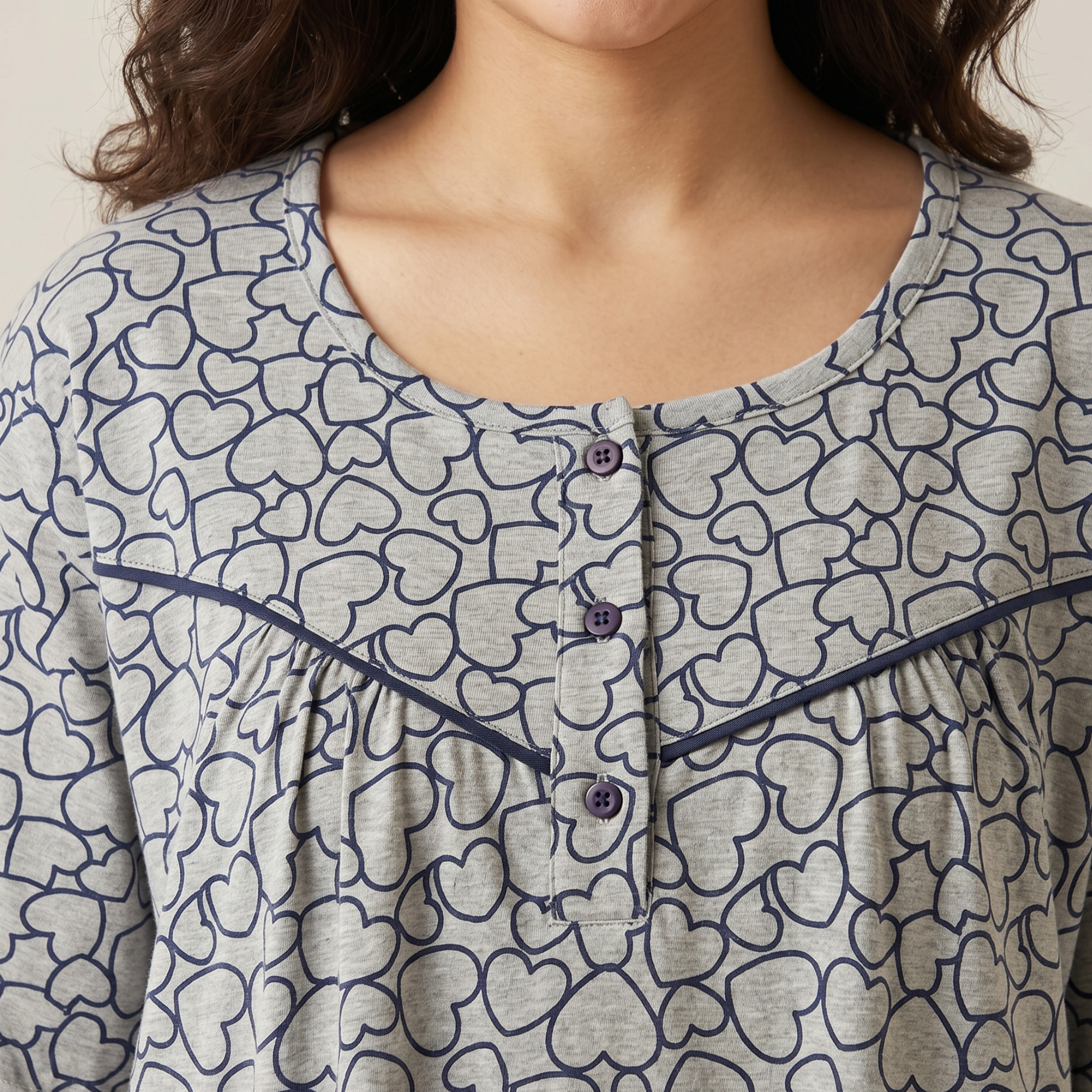 Womens Midi Heart Lines Gray