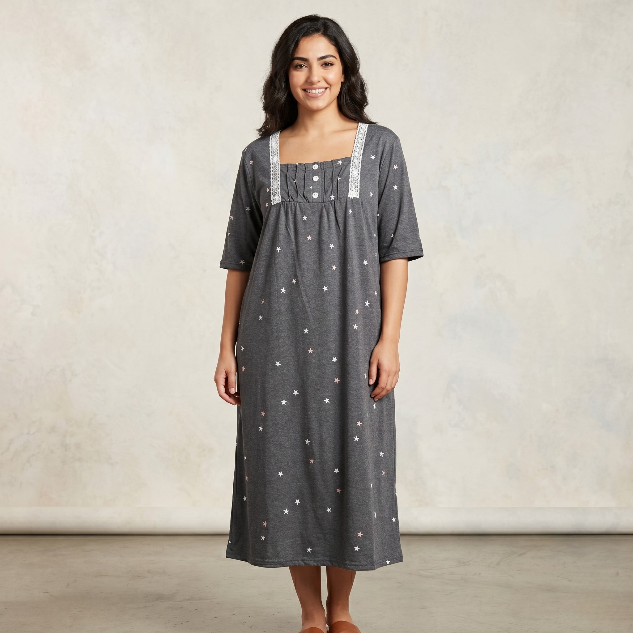 Womens Midi Stars Black