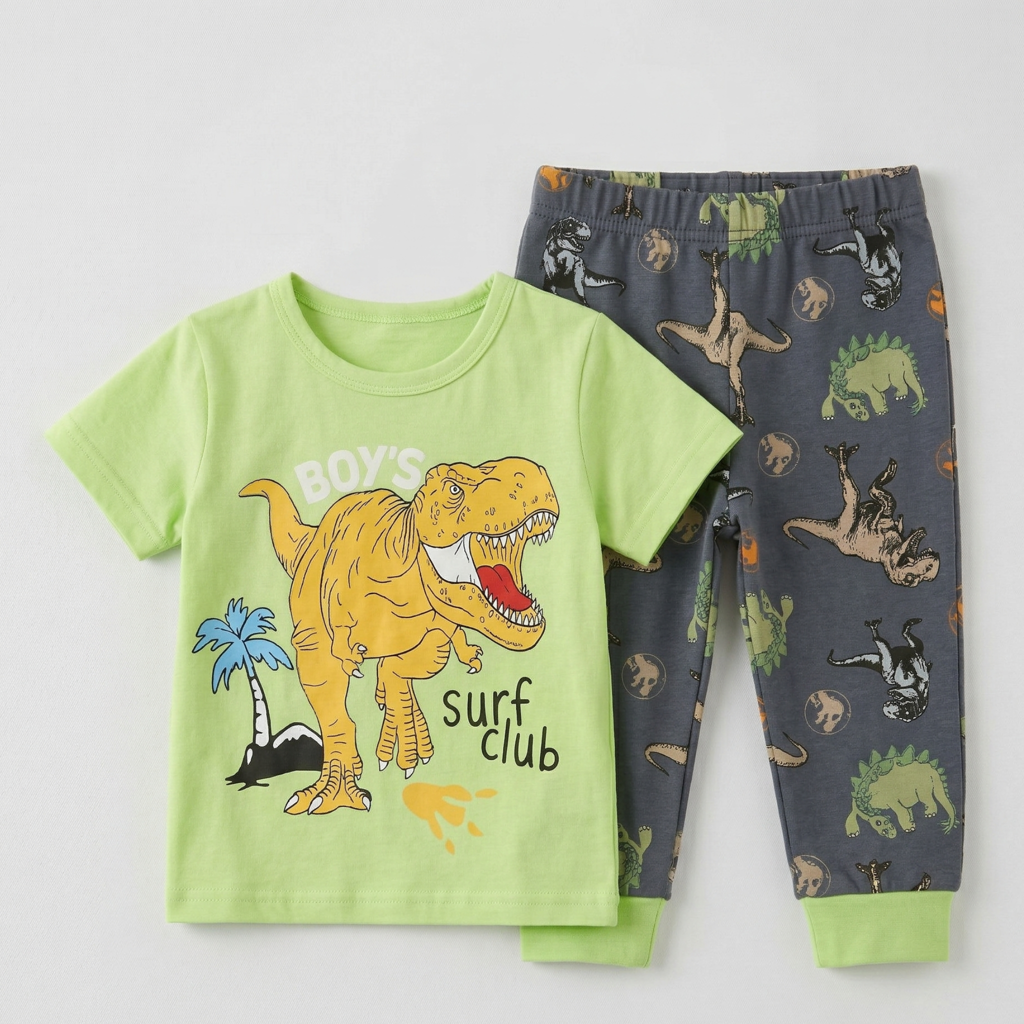 Dinosaur Green Kids H\S Pajamas