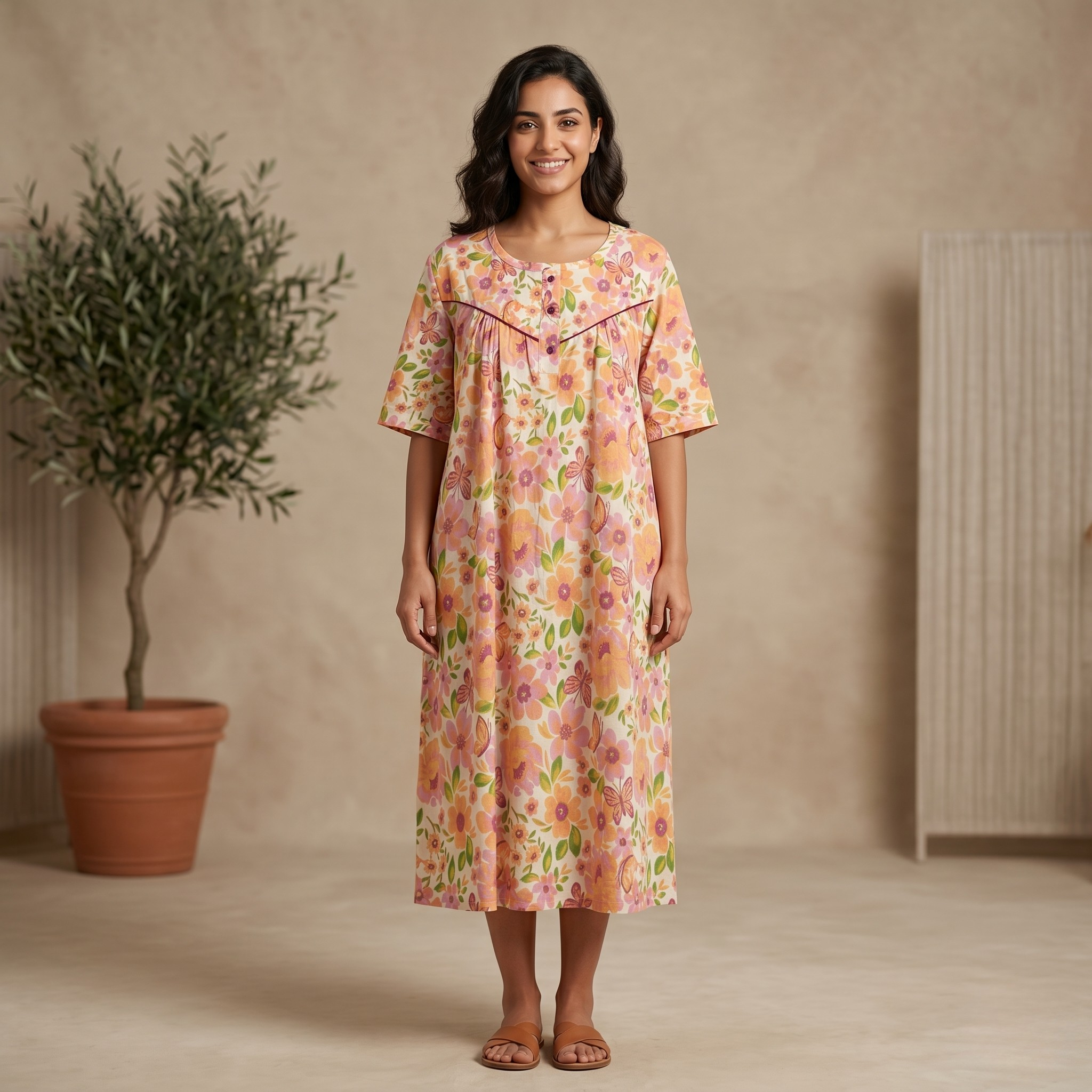 Womens Midi Flowers Bloom