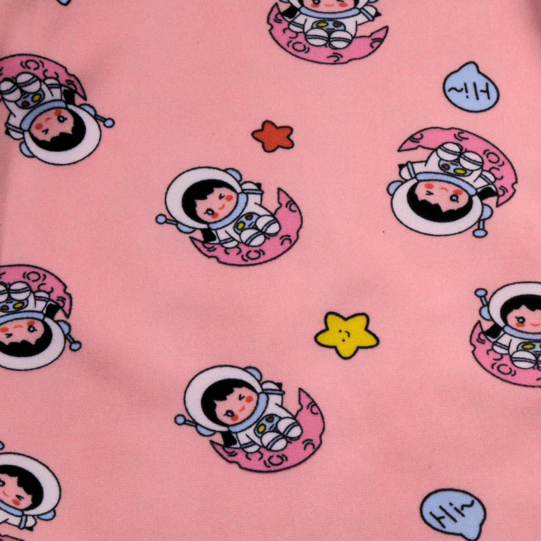 Astronaut Peach Orange Long-Sleeves Pajamas (Girls)