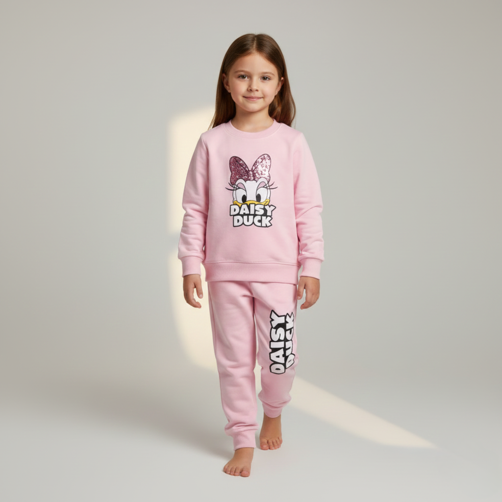 بيجامة كات ماري الوردية بأكمام طويلة (بنات)