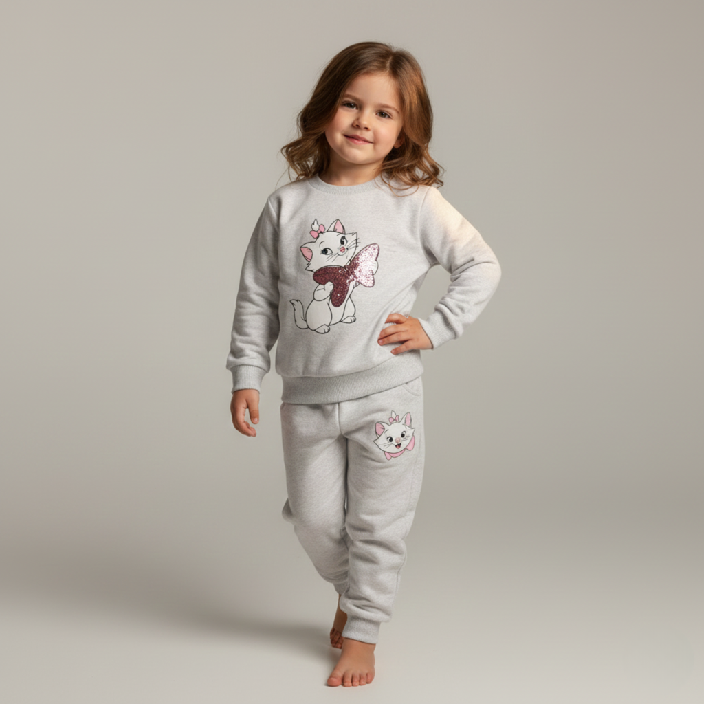 CLASSIC - Disney Marie Gray Pink Long-Sleeves Fleece Pajamas (Girls)