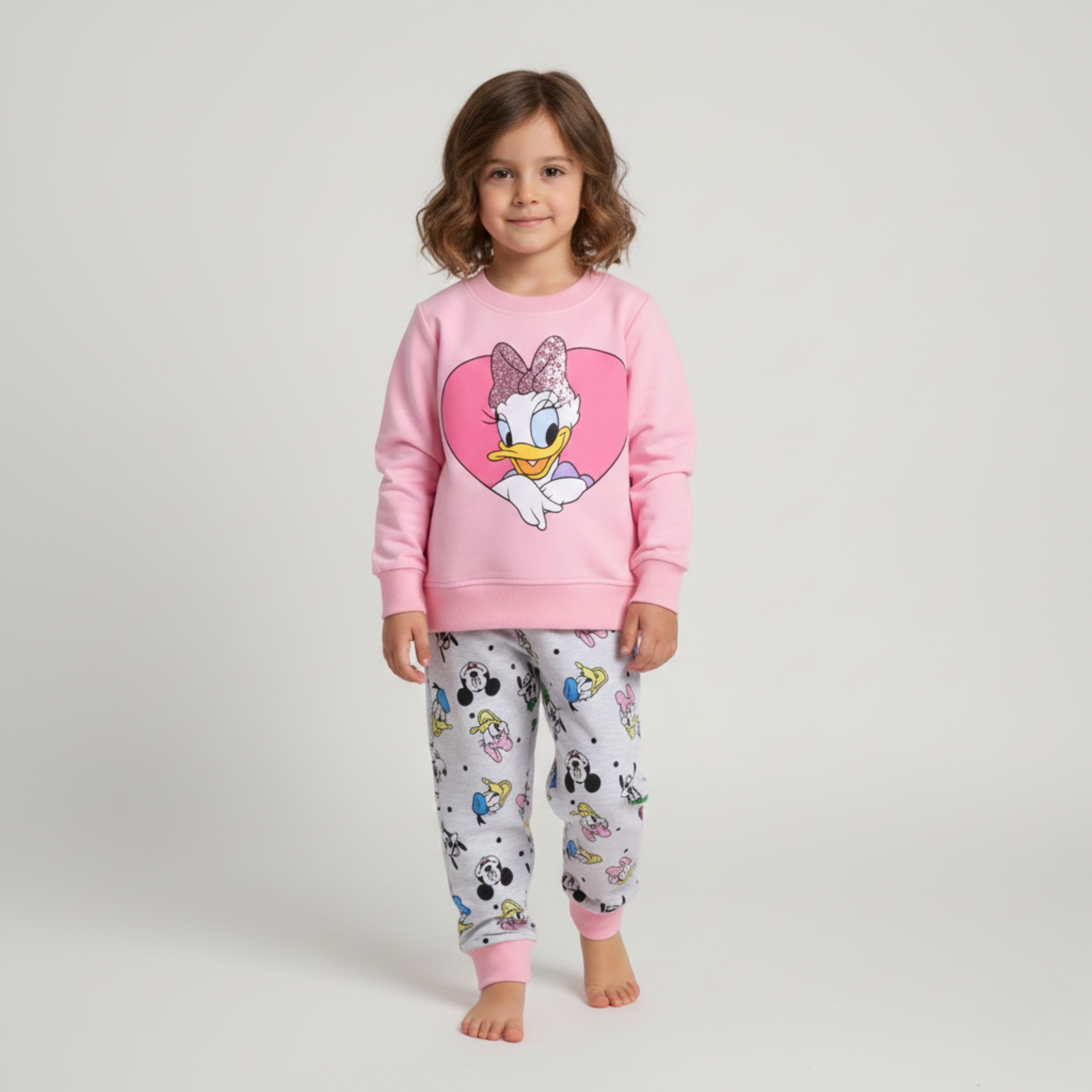 بيجامة كات ماري الوردية بأكمام طويلة (بنات)