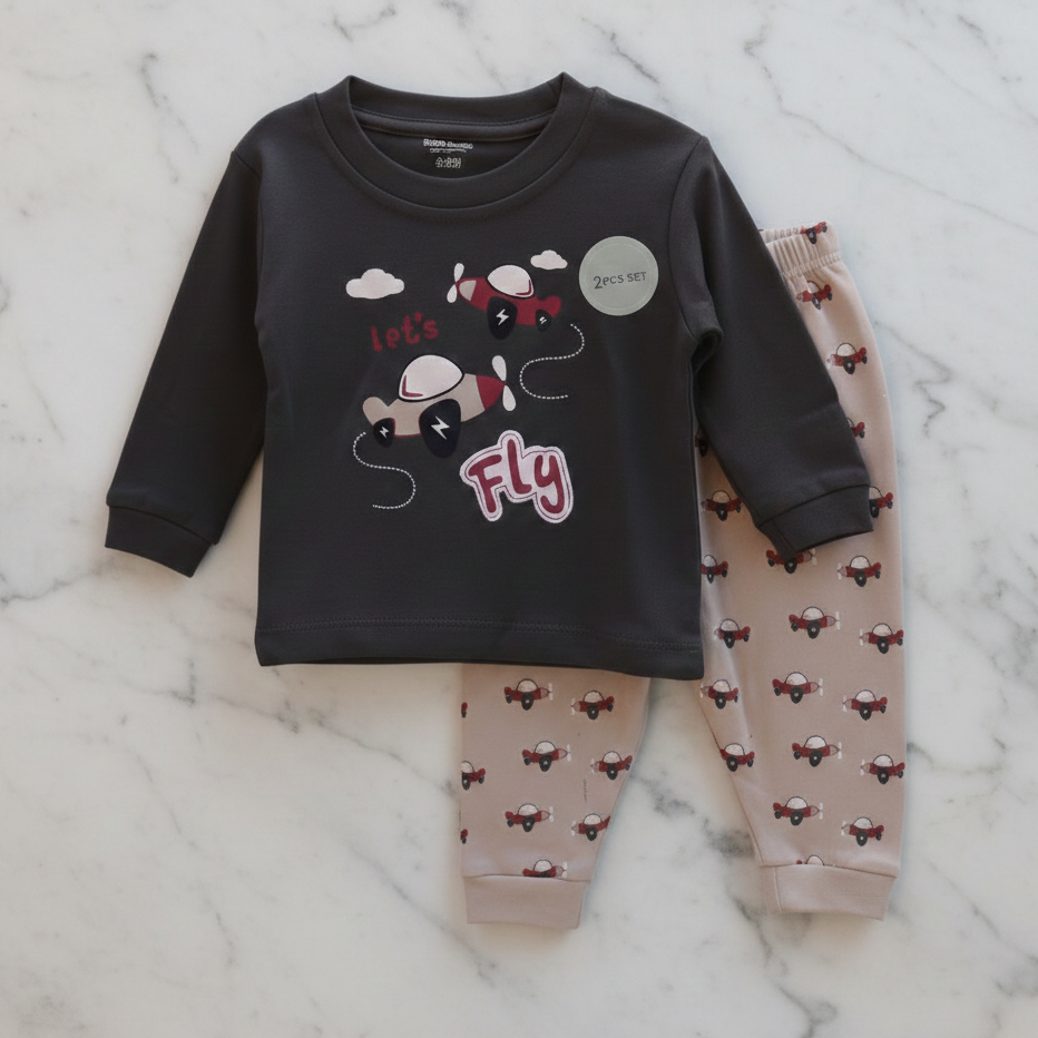 Long Sleeves Printed Baby 2 PCS night suit 112-02