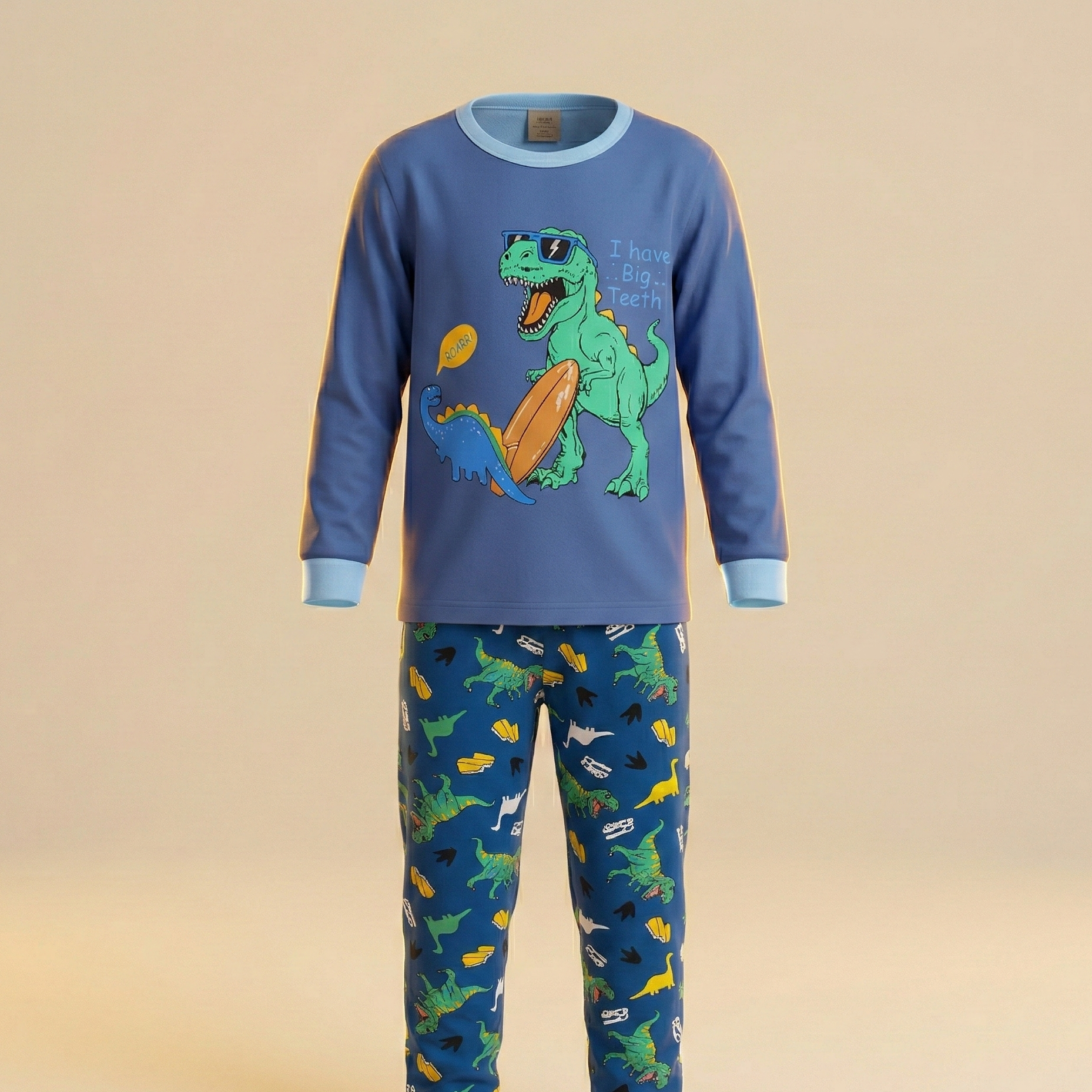 Dino Blue Boys L/S Pajamas
