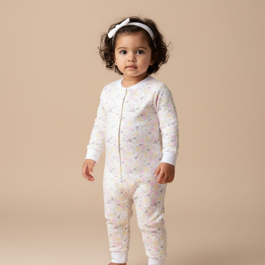 Cotton Round Neck Long Sleeves Sleepsuit 116-07