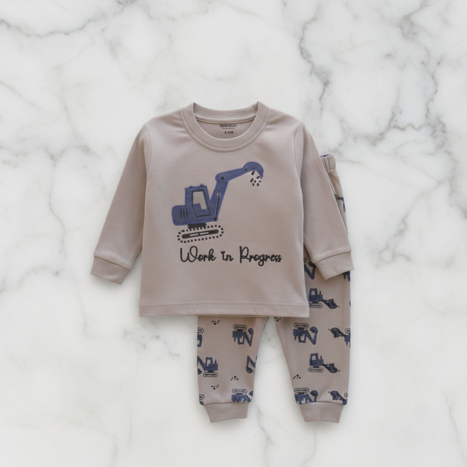 Long Sleeves Printed Baby 2 PCS night suit 112-03