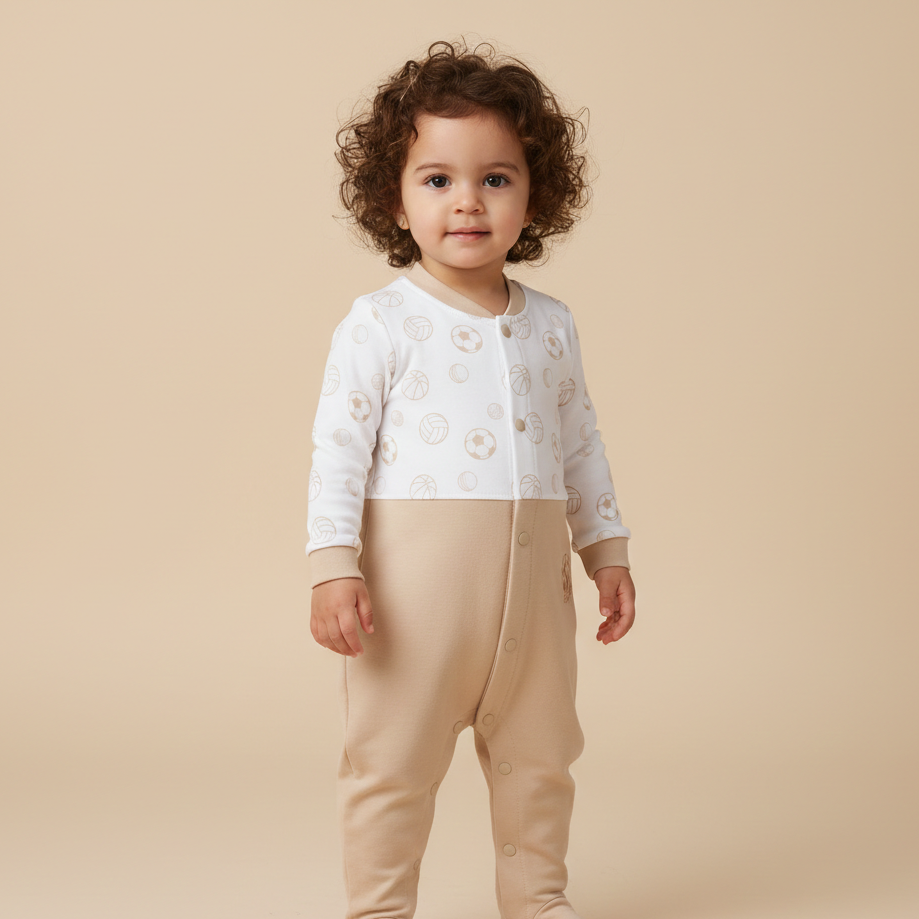 Cotton Round Neck Long Sleeves Sleepsuit 116-04