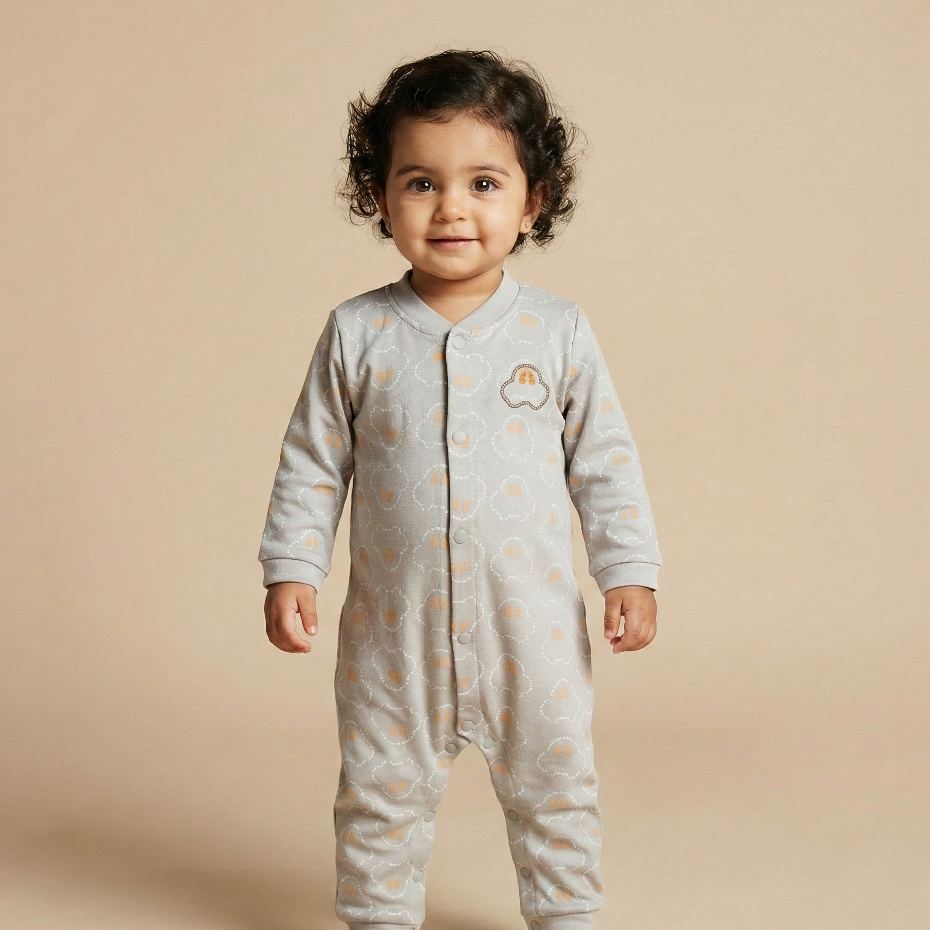 Cotton Round Neck Long Sleeves Sleepsuit 116-03
