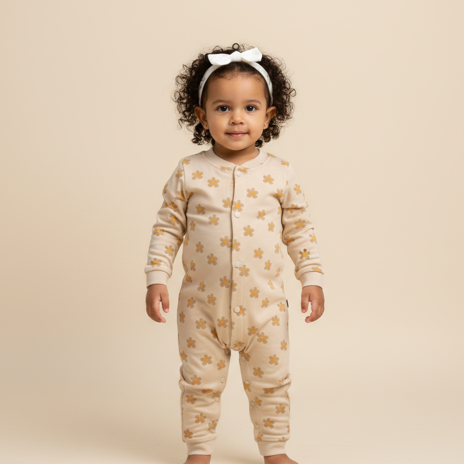 Cotton Round Neck Long Sleeves Sleepsuit 116-06
