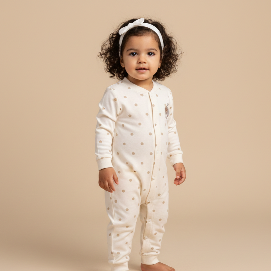 Cotton Round Neck Long Sleeves Sleepsuit 116-01