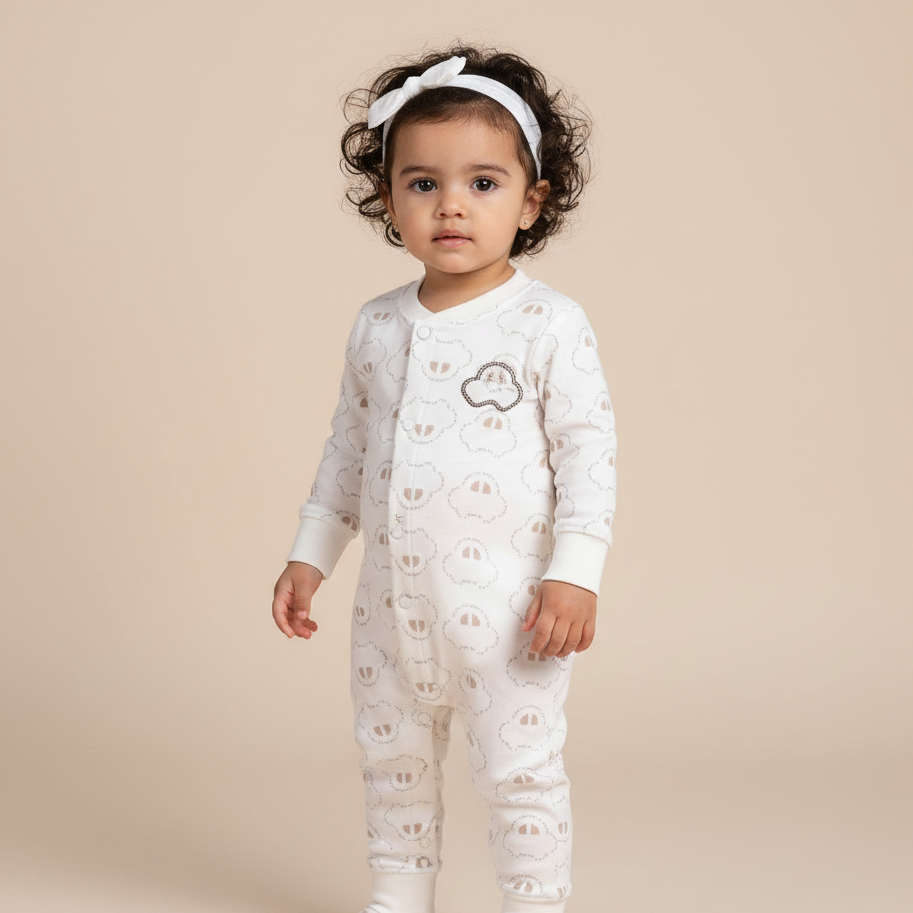 Cotton Round Neck Long Sleeves Sleepsuit 116-03