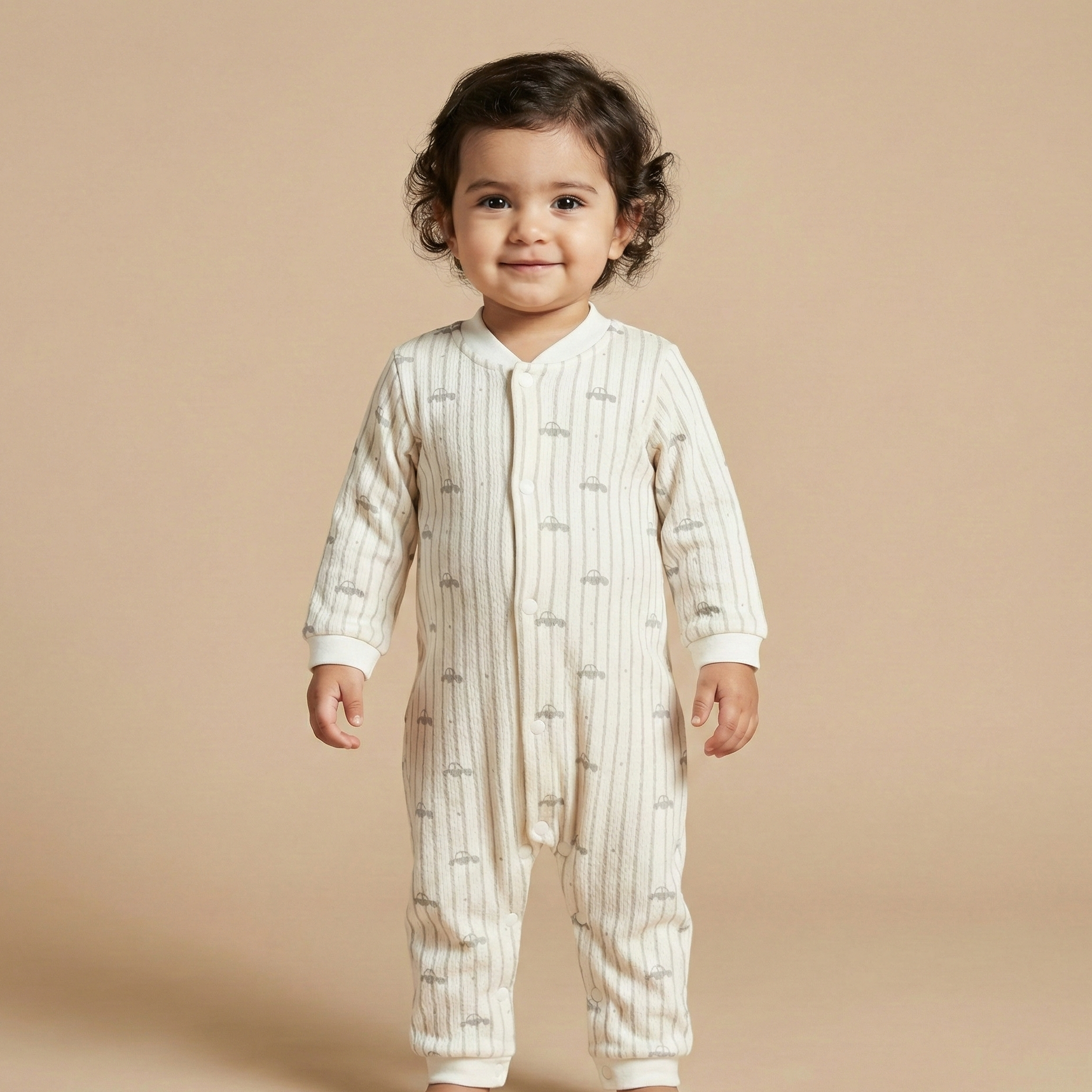 Cotton Round Neck Long Sleeves Sleepsuit 116-02