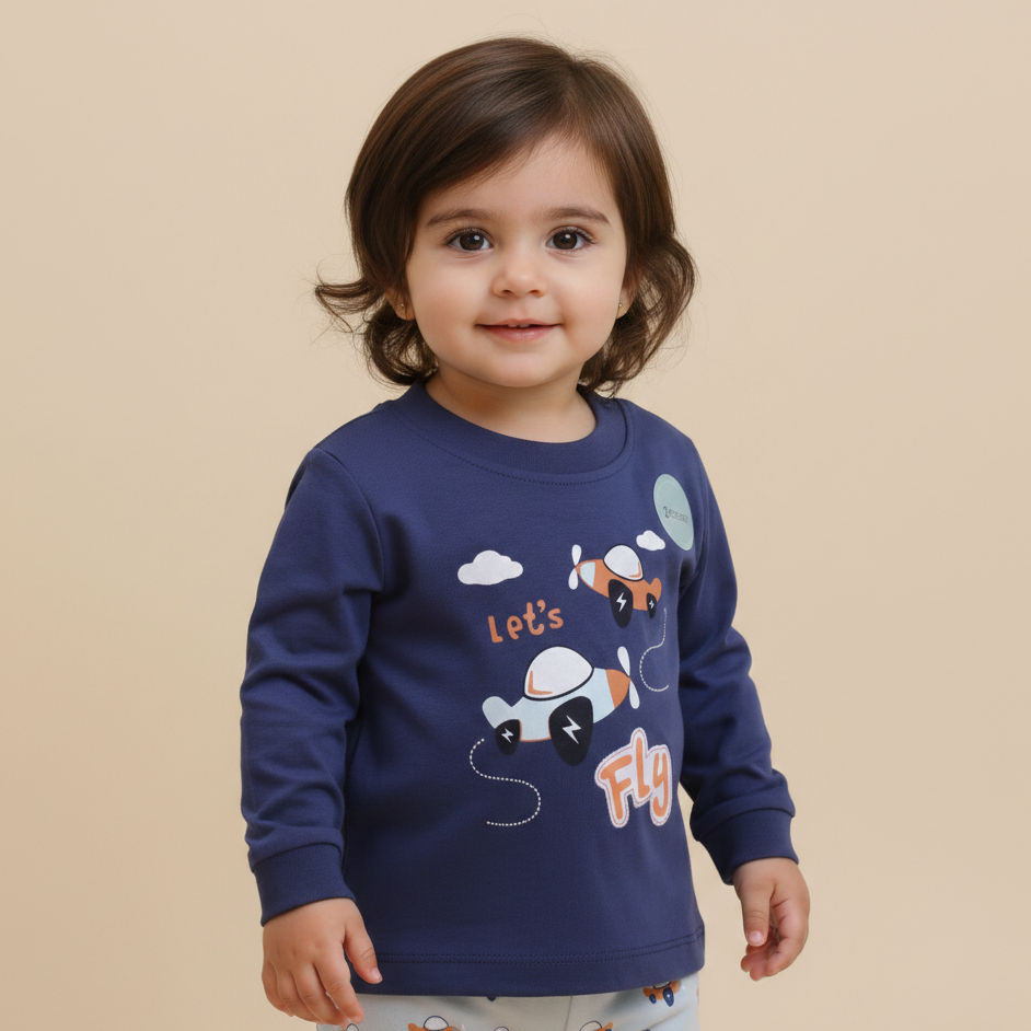 Long Sleeves Printed Baby 2 PCS night suit 112-02