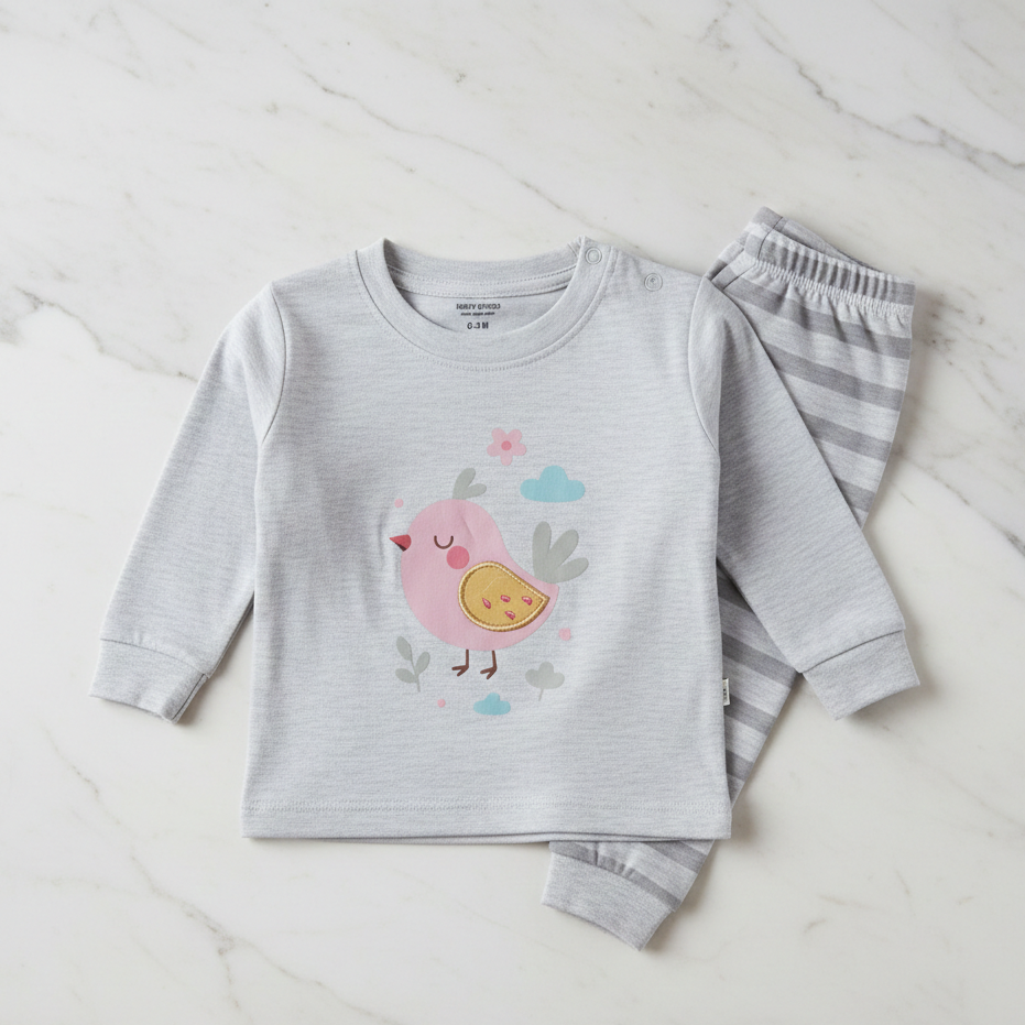 Long Sleeves Printed Baby 2 PCS night suit 112-04