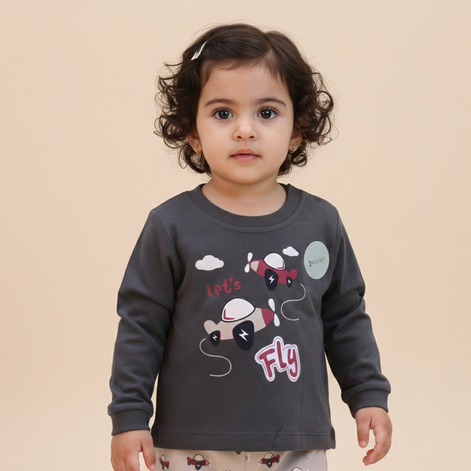 Long Sleeves Printed Baby 2 PCS night suit 112-02