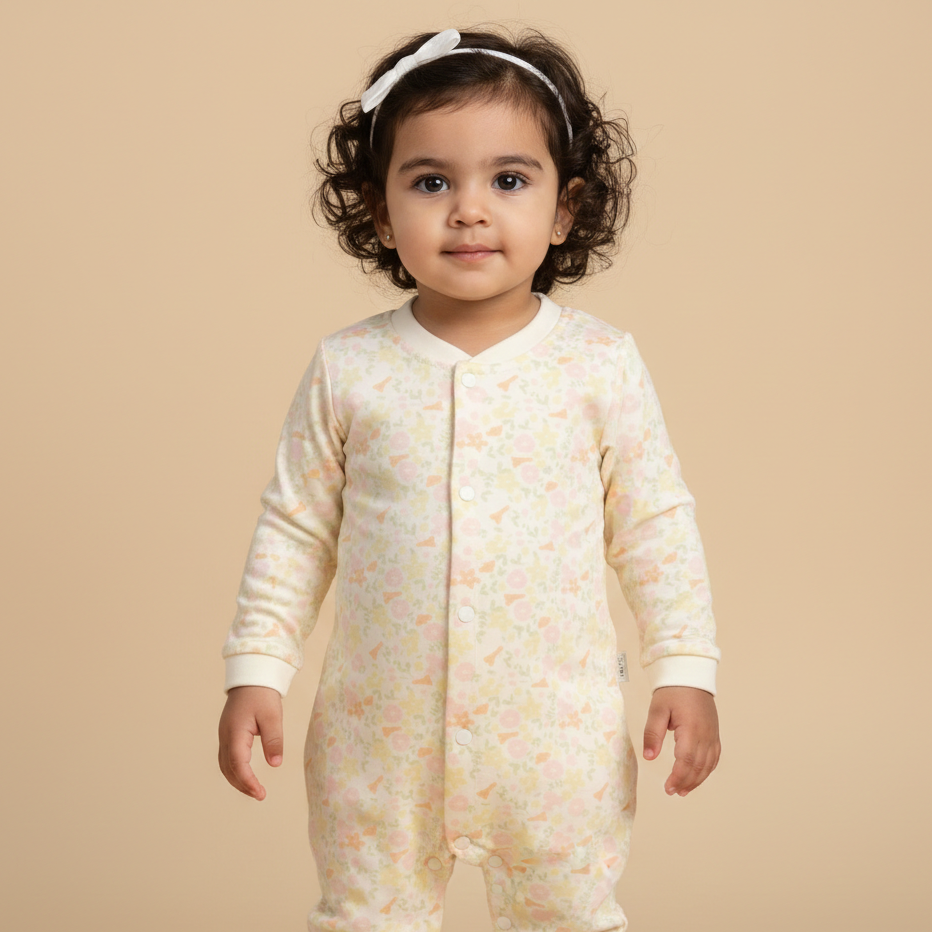 Cotton Round Neck Long Sleeves Sleepsuit 116-07