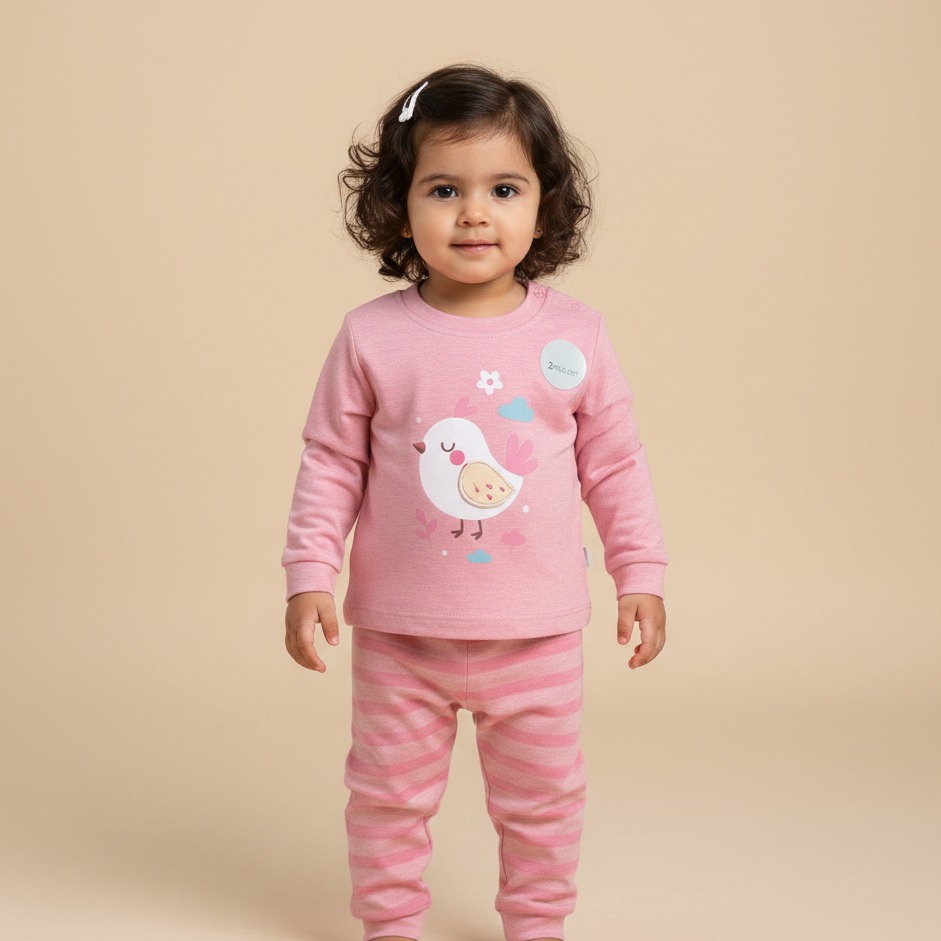 Long Sleeves Printed Baby 2 PCS night suit 112-04