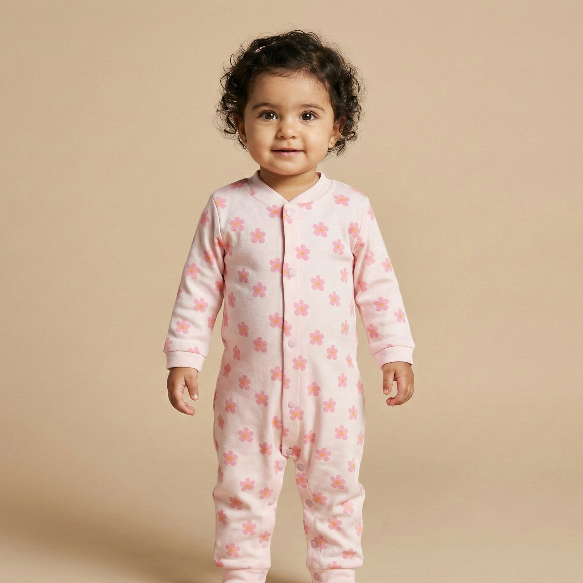 Cotton Round Neck Long Sleeves Sleepsuit 116-06