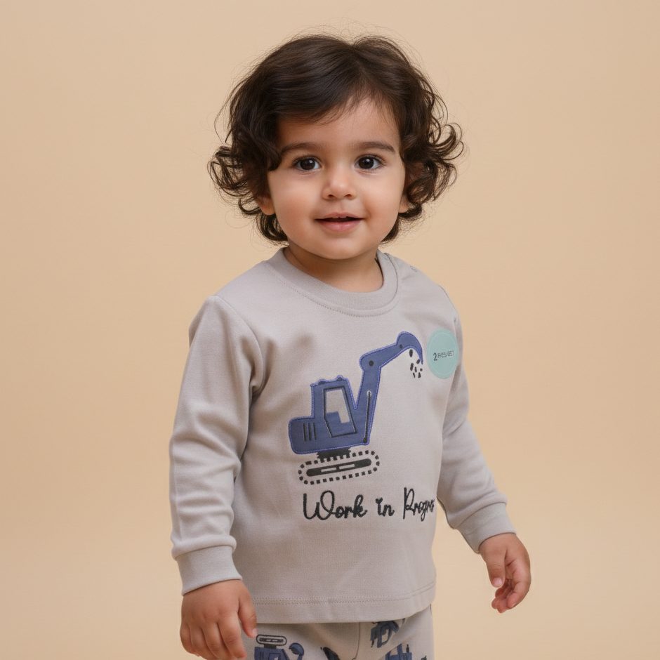 Long Sleeves Printed Baby 2 PCS night suit 112-03