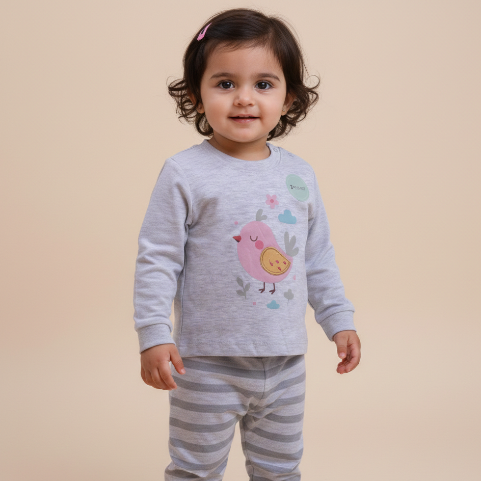 Long Sleeves Printed Baby 2 PCS night suit 112-04