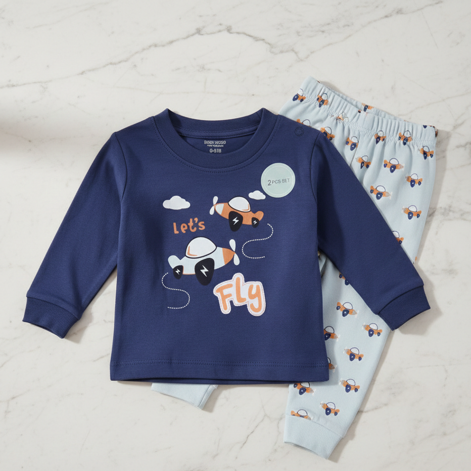 Long Sleeves Printed Baby 2 PCS night suit 112-02