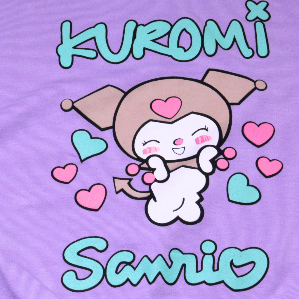 Kuromi Hearts Purple Long-Sleeves Pajamas (Girls)