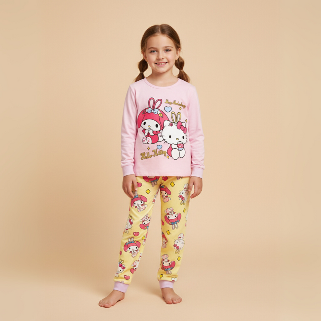 بيجامة ميلوداي أرجوانية بأكمام طويلة (بنات)