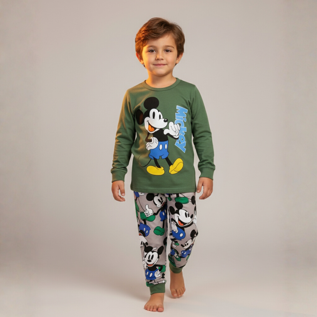 Mickey Mouse Green Long-Sleeves Pajamas (Boys)