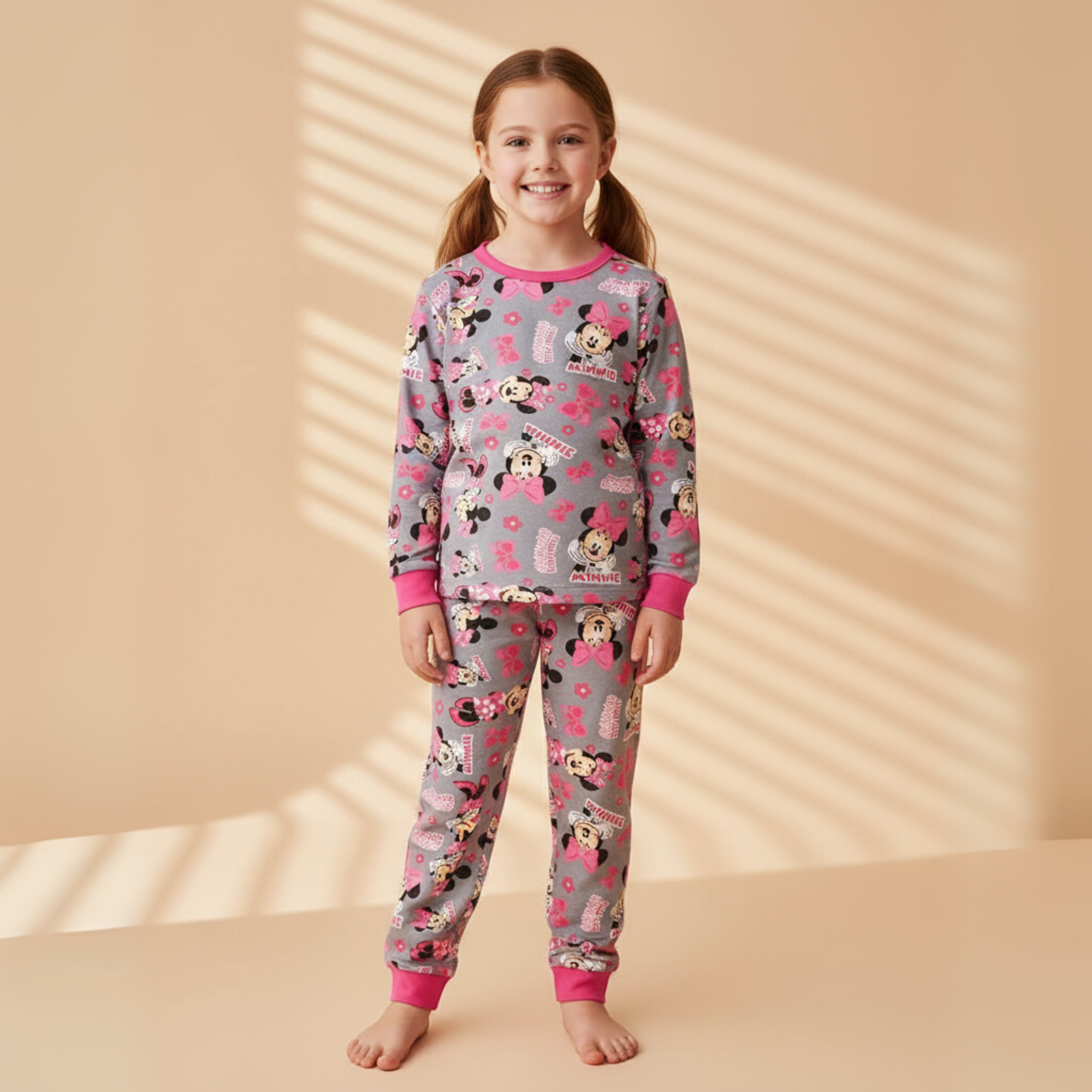 بيجامة ميني جراي بأكمام طويلة (بنات)