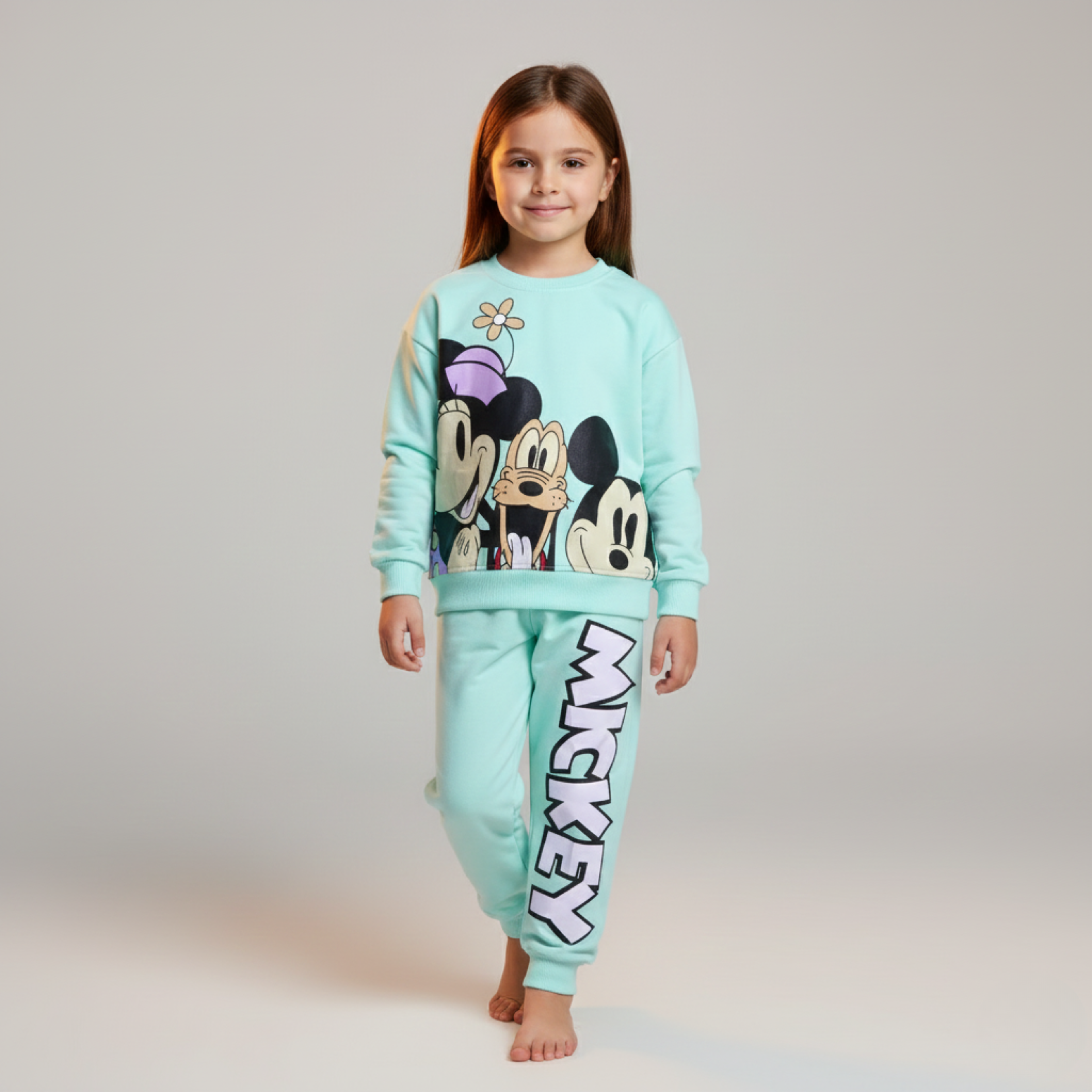 بيجامة كات ماري الوردية بأكمام طويلة (بنات)