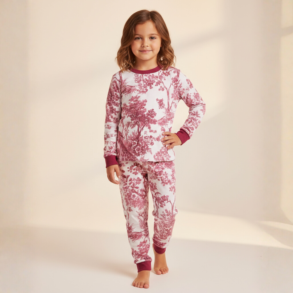 MISBAH - بيجامة وردية اللون بأكمام طويلة (بنات)