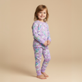 Rainbow Purple Long-Sleeves Pajamas (Girls)