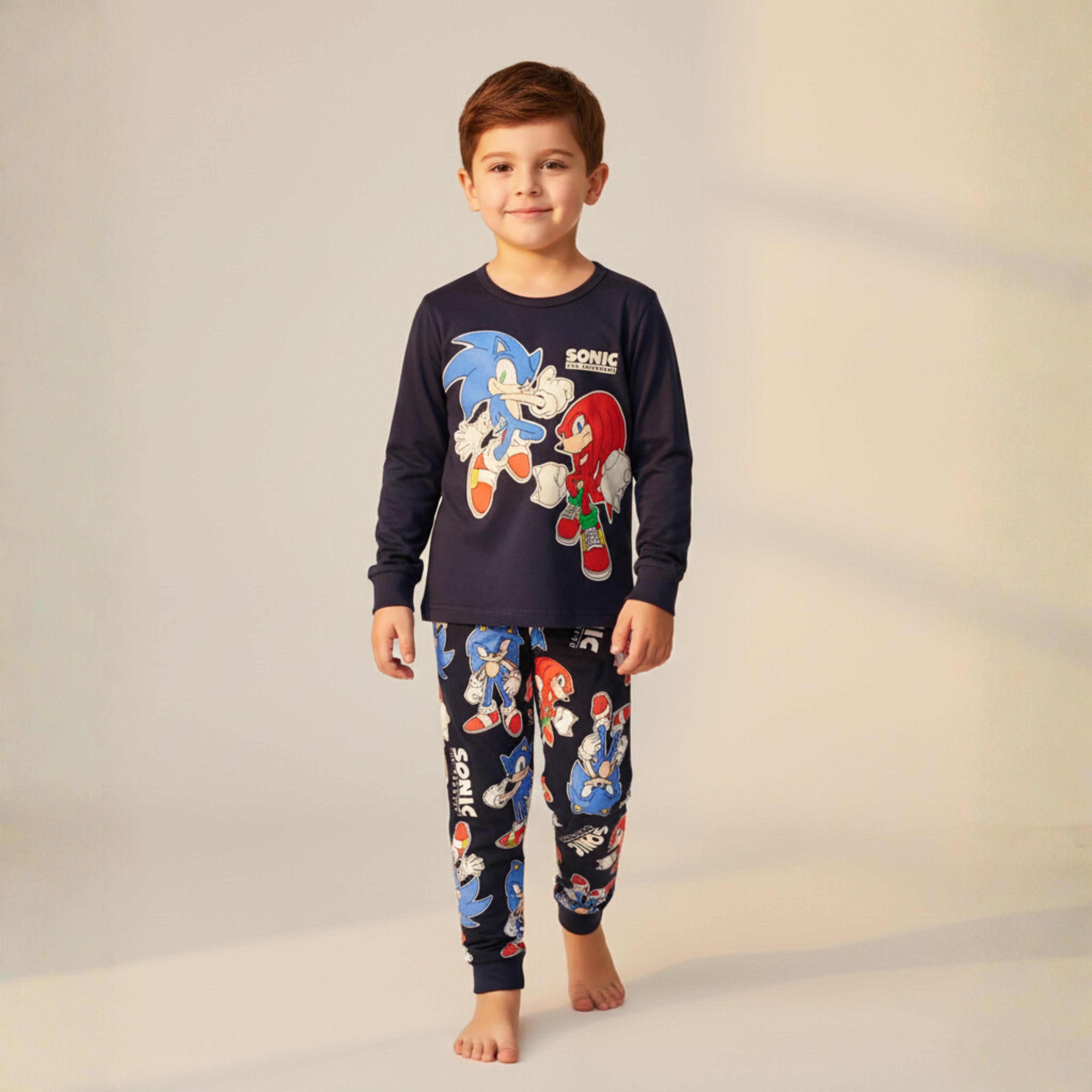 بيجامة سونيك زرقاء بأكمام طويلة (للأولاد)