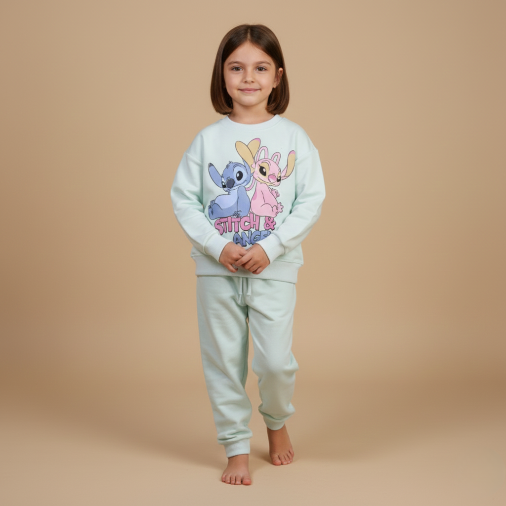 بيجامة كات ماري الوردية بأكمام طويلة (بنات)