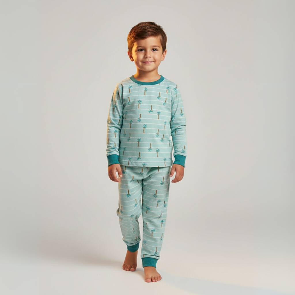 Tropical Tree Green Long-Sleeves Pajamas (Boys)