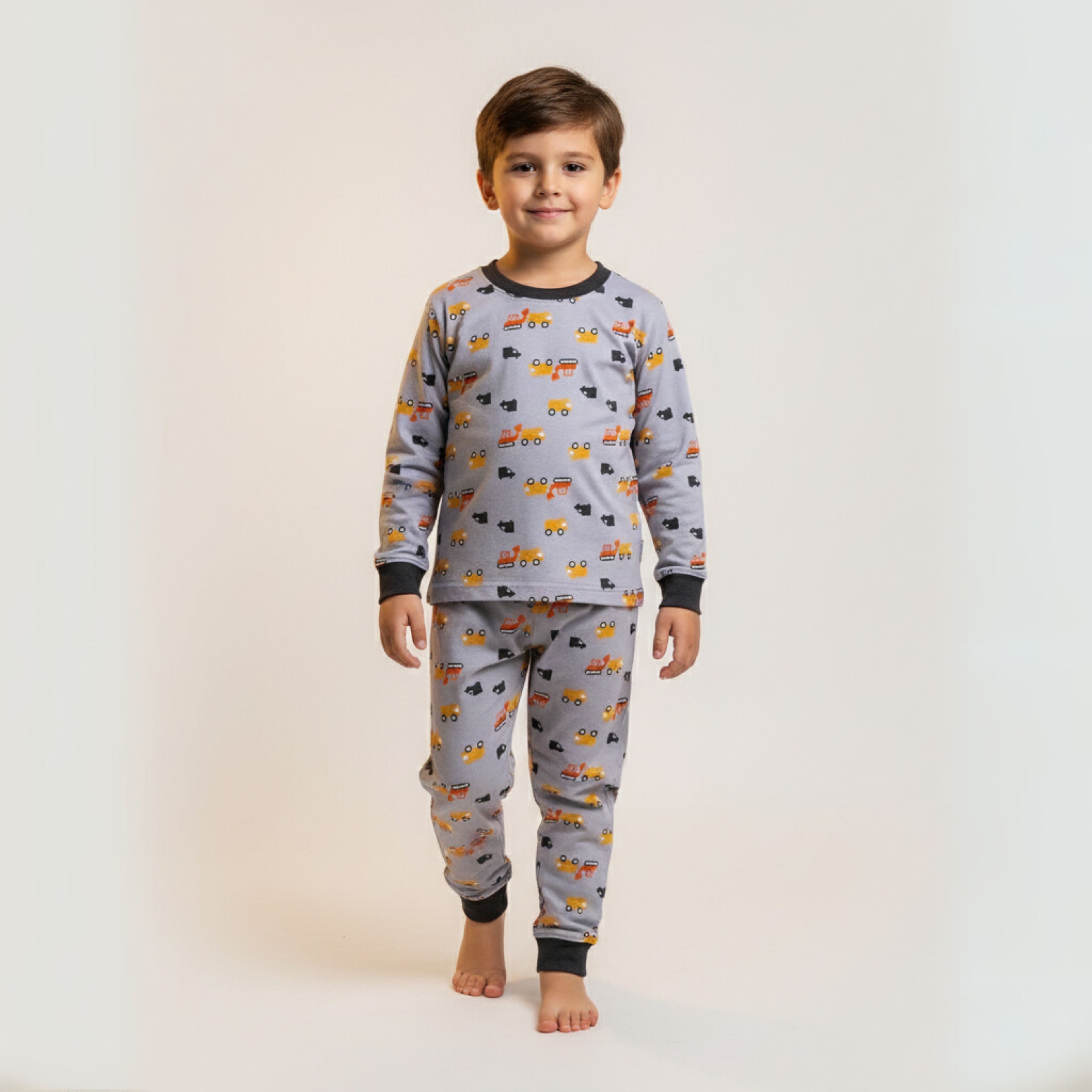 بيجامة رمادية بأكمام طويلة (للأولاد)