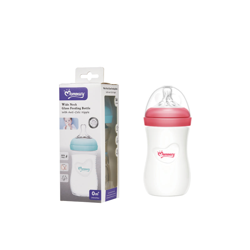 Momeasy Wide Neck Glass Feeding Bottle - 240ml